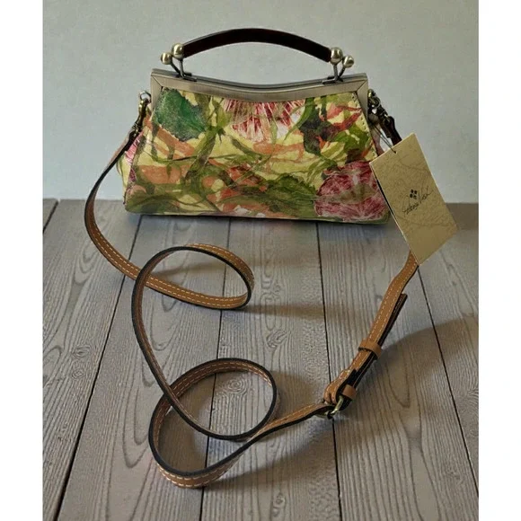 NWT Patricia Nash Kelmscott Frame Bag Leather Satchel Crossbody Seashells Floral - Picture 1 of 13
